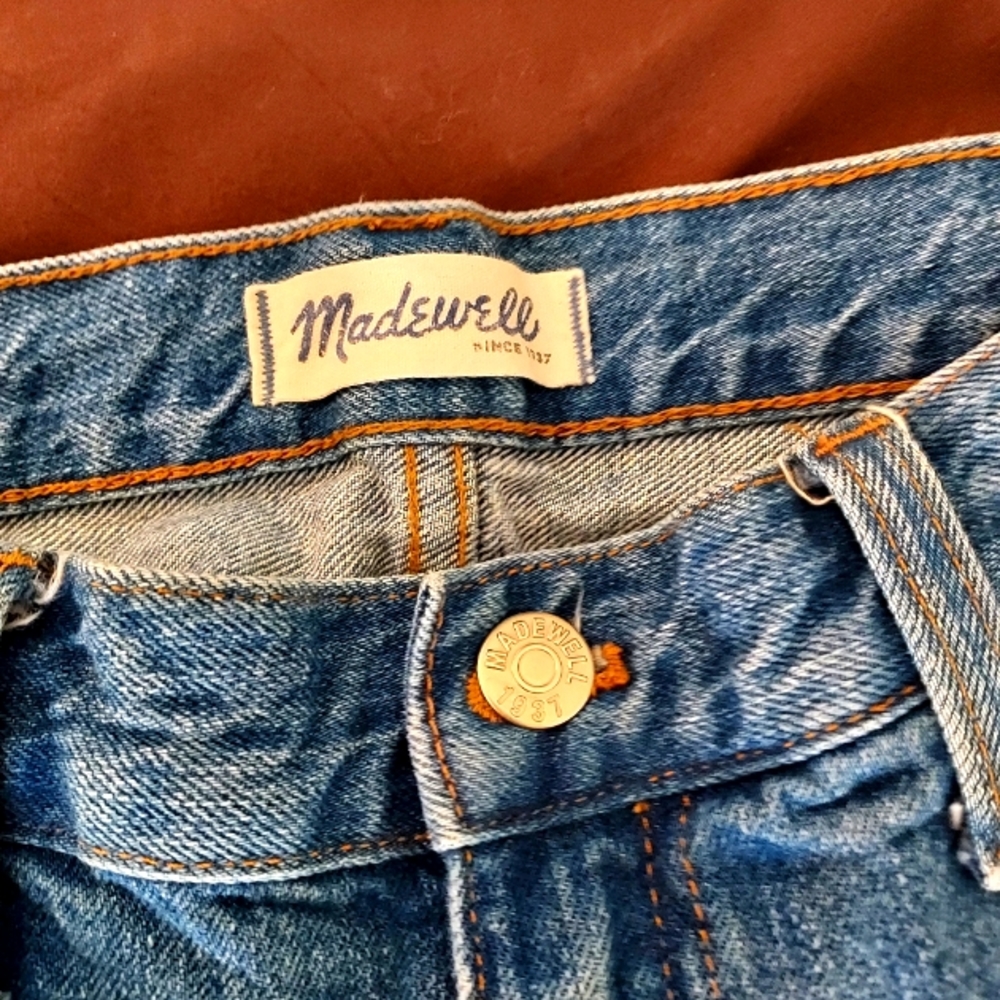 Madewell slouchy boyfriend jeans, 10" rise, sz 31, Rosewell wash. 27" inseam